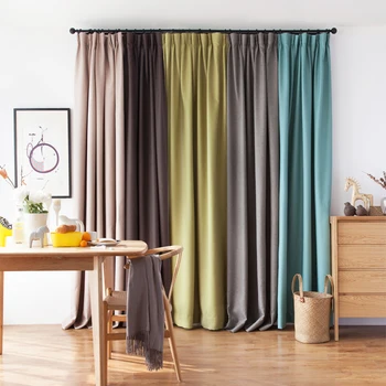 

kitchen Curtain Solid Color Polyester Cotton Cloth Blackout Curtains for Living Room Modern Curtains for Bedroom Window Curtains