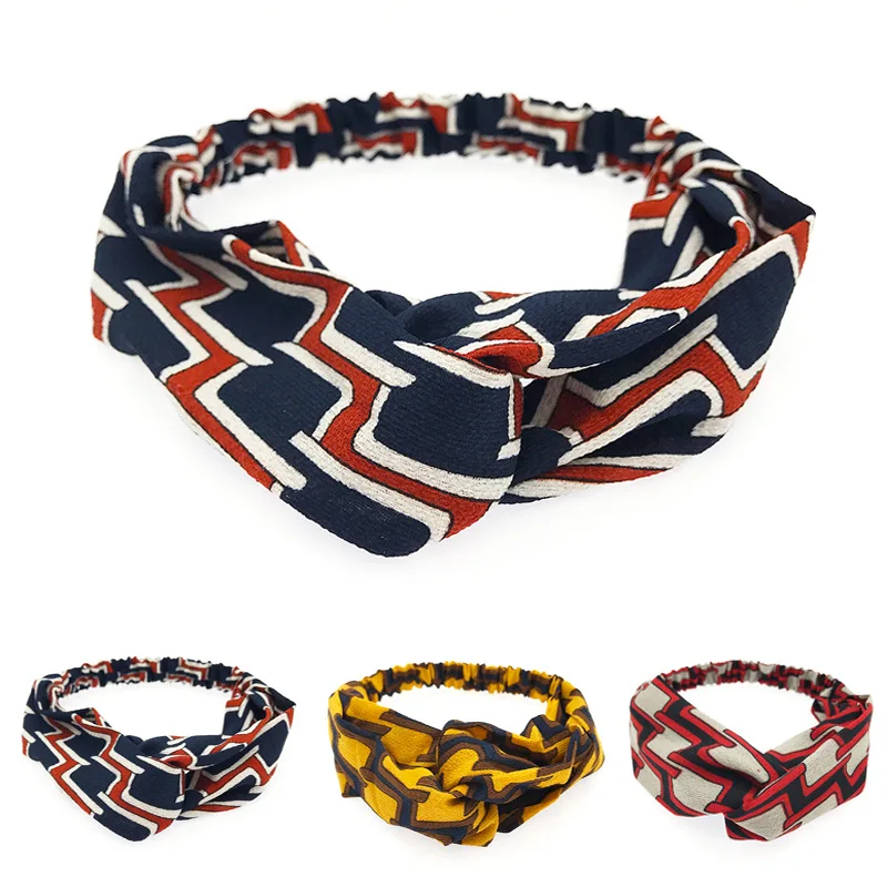 

Women Girls Summer Printed Wide-brimmed Cross Hair Band Turban Bandage Bandanas HairBands Hair Accessories Headwrap