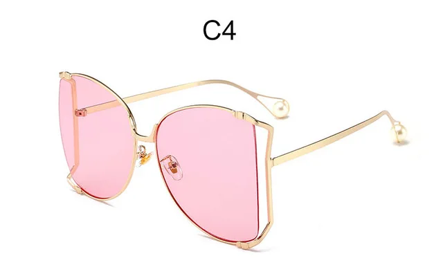 Негабаритные D Квадратные Солнцезащитные очки для женщин люксовый бренд кошачий глаз прозрачные затемняющие очки жемчужные модные очки-половинки Солнцезащитные очки женские - Цвет линз: c4