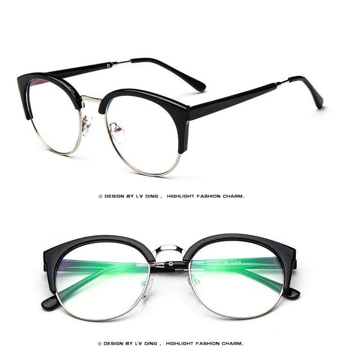 Модные очки-половинки металлическая сторона кошачий глаз оправа для очков в ретростиле обувь для мужчин и женщин рамки зеркало большая