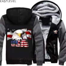 USA size Sweatshirt For Men Women New Design USA Flag Eagle Jacket Thicken Hoodie Zipper Winter Streetwear Hoodies Unisex Coat