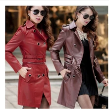 Мода! Хороший поп Tide зимний мех, который большой ярдов длинный хан издание культивировать свою мораль PU кожаный плащ