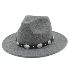 Шерсть Мужская Женская зимняя Осенняя фетровая шляпа с DIY Панк Пояс широкополый церковный сомбрерос джаз шляпа топ шляпа от солнца 20