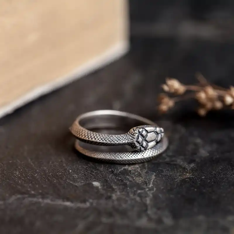 Anello testa gatto argento sterling 925 nero vintage per uomo donna regolabile
