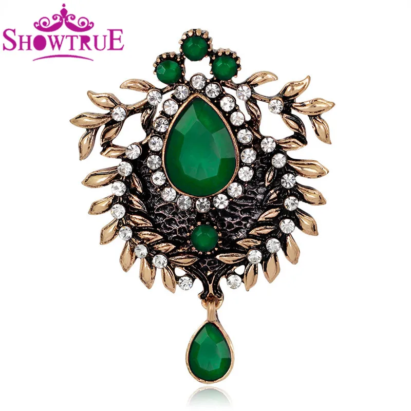SHOWTRUE New Large Dangle Crystal Vintage Brooch for Women 
