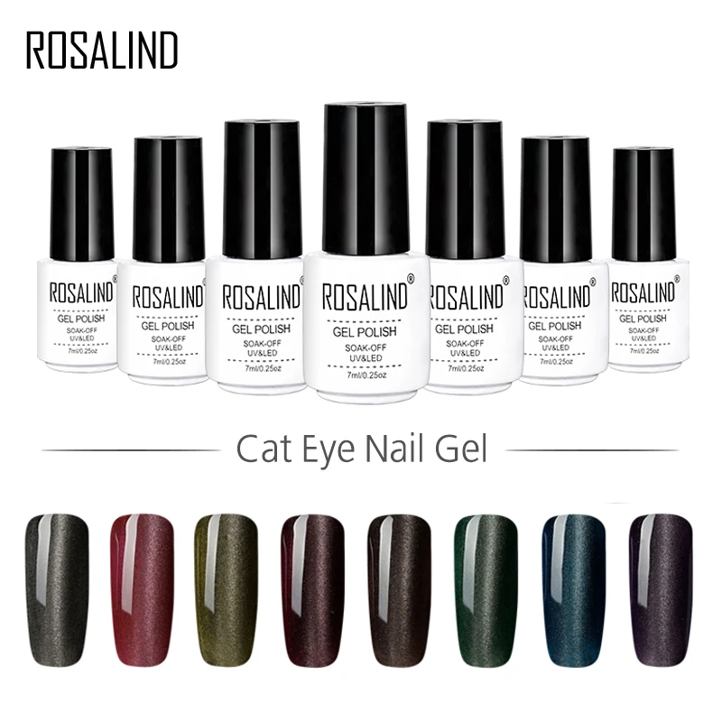 Refurbished Price of  ROSALIND 7ml Magnetic Cat Eye Gel Varnishes Hybrid Soak Off Nail Art Semi Permanent White UV Gel Na