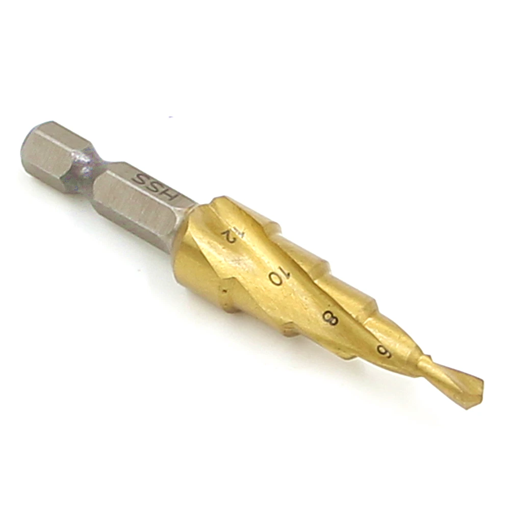 New HSS Step Drill Bits 4mm 12mm Spiral groove Power Tools 1/4" Hex