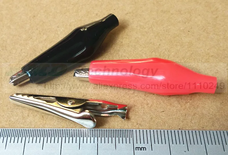 

10pcs/lot 35mm length Alligator clip sheathed test clip to the power cord clamp black red 5pcs each color free shipping
