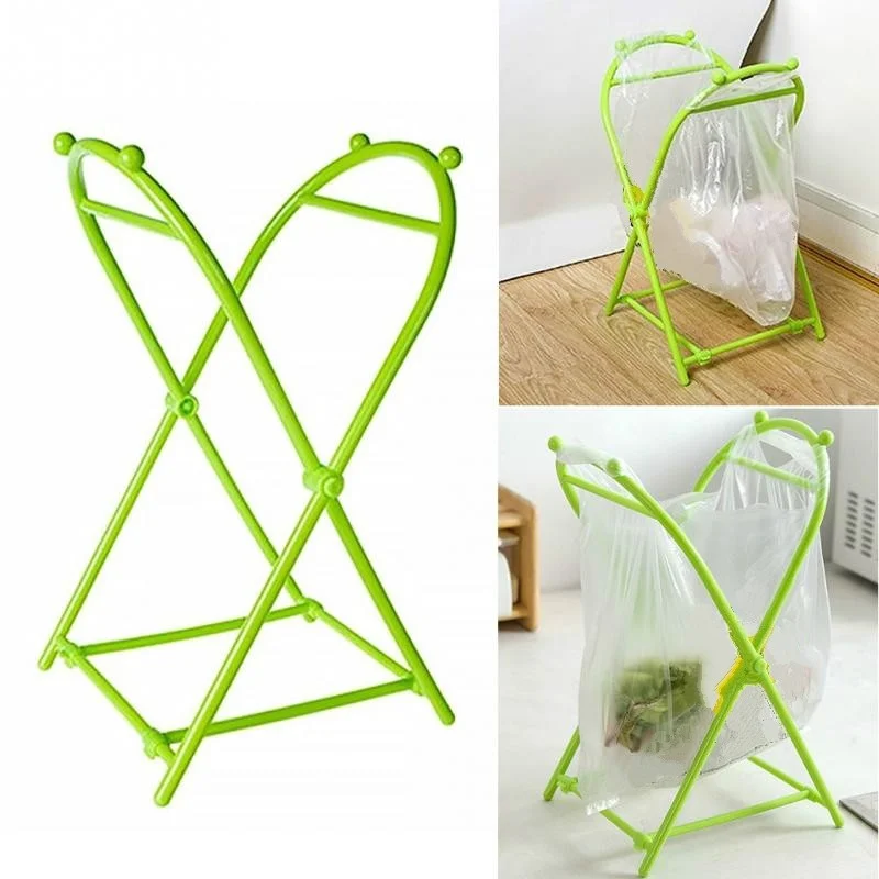 X type Folding Trash Can Plastic Trash Bag Holder Garbage Bag Rack Home