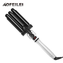Electric Hair Comb Curling Iron Waver Roller Wand 110-220v Perm Ceramic Triple Barrels Deep Curler Wave Curly Styling Tools