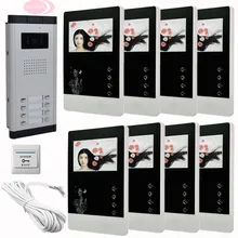 Home Intercom Wired TFT Color LCD Video Doorphone 8 Apartments System Unit Home Video Door Phone CCD Camera IR Night Vision Kit
