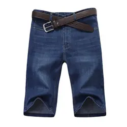 2019 новые летние джинсовые шорты мужские Бизнес Повседневное по колено облегающие синие джинсы Одежда высшего качества стрейч брендовая