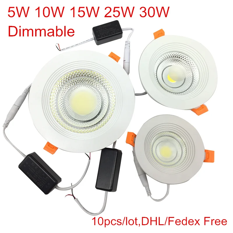 

Ultra Bright 5w 10w 15w 25w IP44 LED COB downlight Dimmable Recessed LED Ceiling Spot light Warm/Natural/Cold White DHL Free