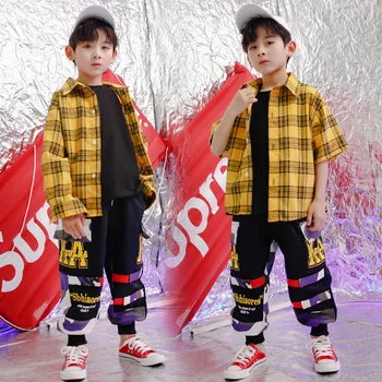 

Kids Hip Hop Clothing Dance Costumes Girls Boy Jacket Crop Tank Tops Plaid Shirt Jogger Pant Ballroom Dancing Clothes Stage wear