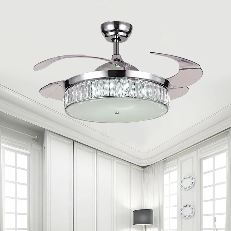 42 дюймов хрустальный потолочный вентилятор лампа Невидимый потолочный вентилятор с подсветкой современный скандинавский подвесной потолочный вентилятор для спальни гостиной