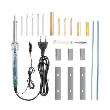 

19pcs 220V Adjustable Solder Iron 60W All Copper Extrusion Head with Hot Strip LCD Line Maintenance Tools EU Plug New