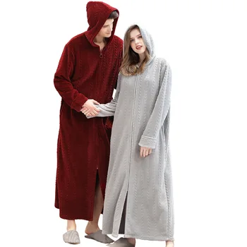 

Bath Robe New Arrival Lovers Luxury Winter/Autumn flannel Long Bathrobe men's women's homewear male sleepwear lounges pajamas