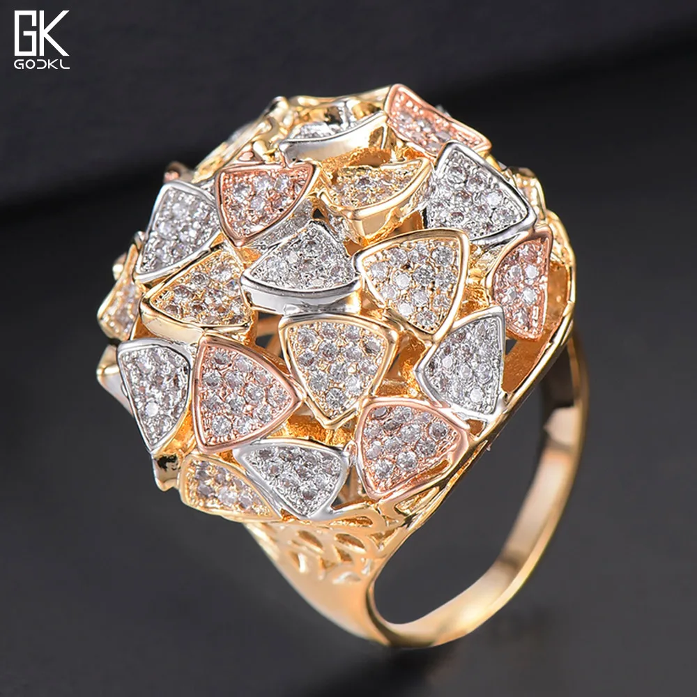 GODKI Роскошные массивные большие кольца с листьями для женщин, свадебные кольца с кристаллами из циркона Дубаи, свадебные кольца на палец, ювелирное изделие