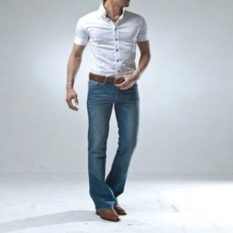 Весна и лето новые мужские микро-роговые синие джинсы Корейская версия прилива тонкие маленькие трубы мужские джинсовые штаны джинсы 38 - Цвет: Light blue