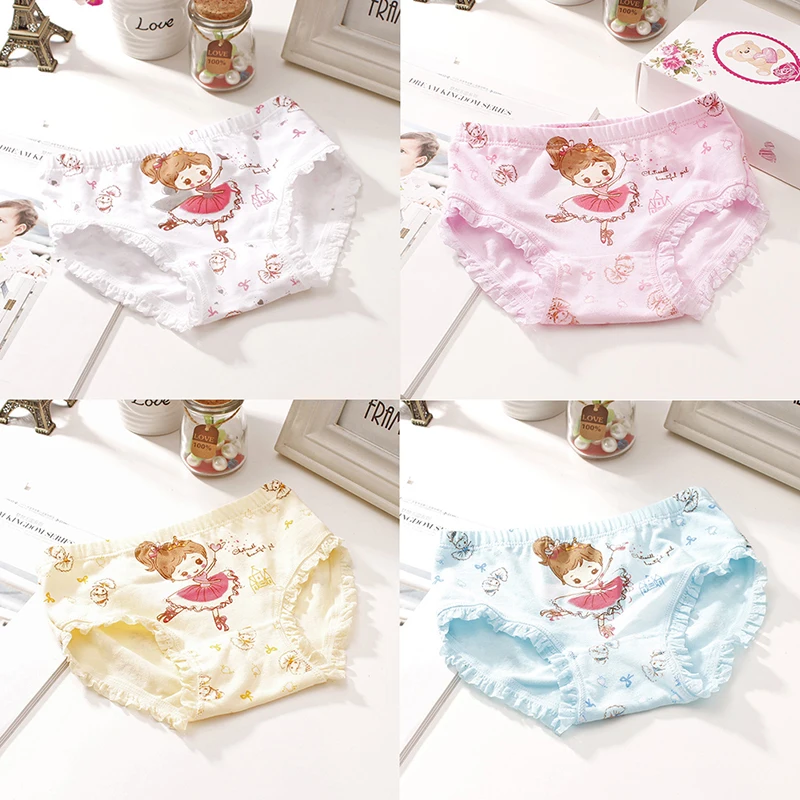

3 Pcs/set Cartoon Printed Girl Panties Kids Cute Underwear Children's Cotton Underwear For 2-9 Years Old Random Delivery