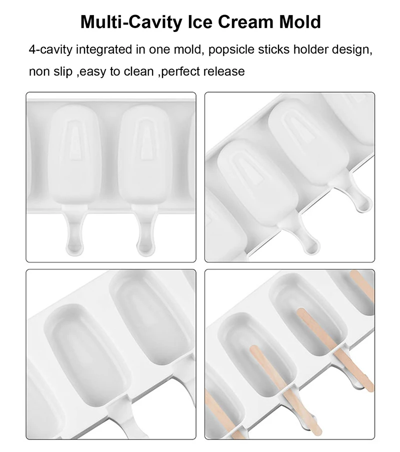 UPORS 4/8 полости Popsicle силиконовые формы многоразовые пищевого класса силиконовые формы для мороженого BPA бесплатные лотки для крема DIY кухонные инструменты
