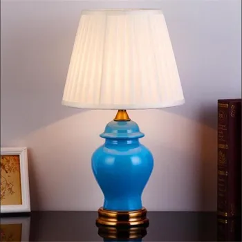 

New Modern Handmade Blue Ceramic Fabric E27 Table Lamp Adjustable for Living Room Bedroom Study H 48cm 1541