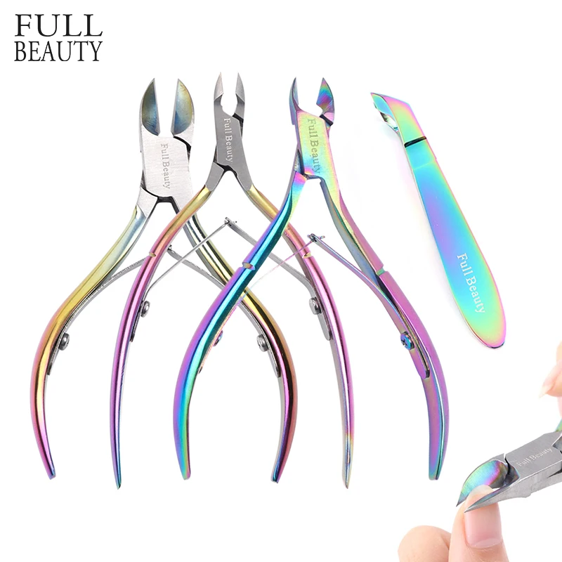 

1pc Full Beauty Nail Scissor Mini Rainbow Cuticle Cutter Clipper 4 Types Manicure Remover Tools Nail Art Pliers Trimmer CH5-8