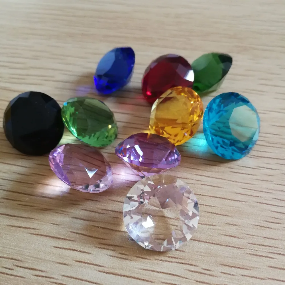 50mm K9 Crystal Diamond Paperweight 60pcs Mixed Color Made By Machine