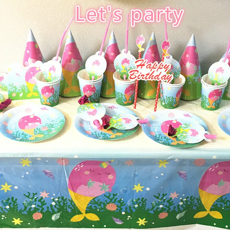 

2019 party cute new shark baby pink whale girl birthday party supplies goldfish party decorations halloween decor