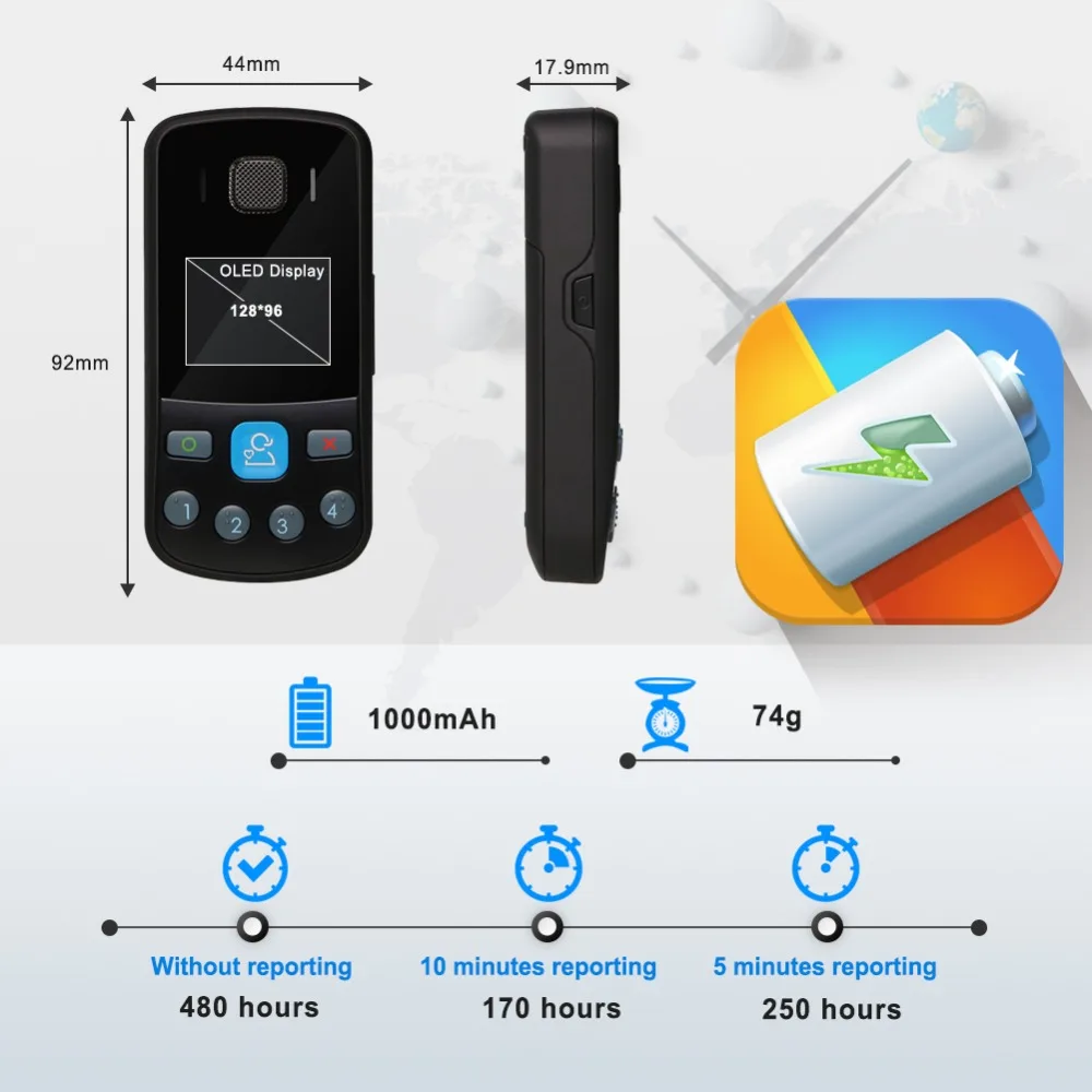 Queclink GT301 Персональный GPS трекер Rastreador локатор слежения 1000 мАч аккумулятор