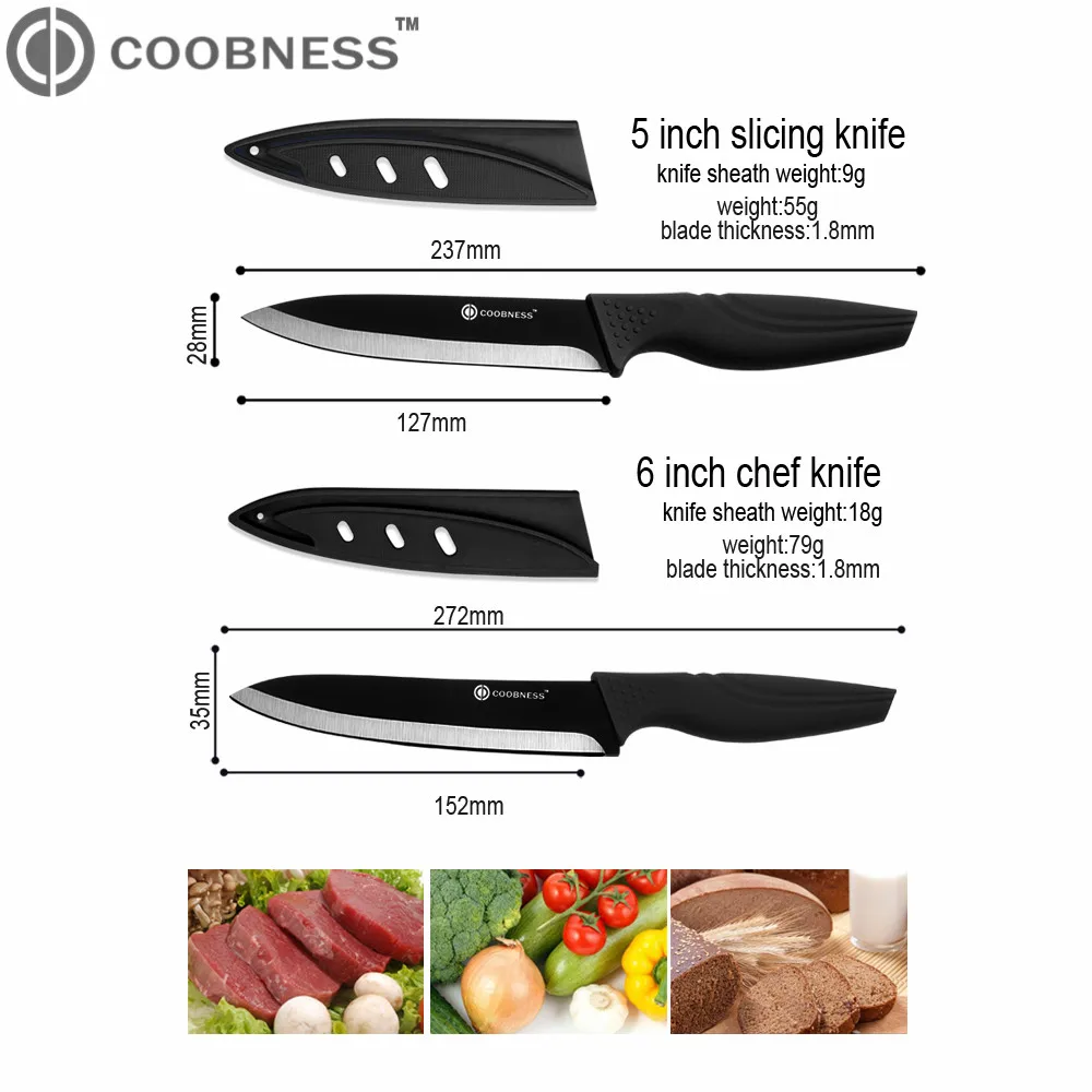 COOBNESS 3 шт./компл. керамический нож черное лезвие кухонные ножи Фрукты Утилита для