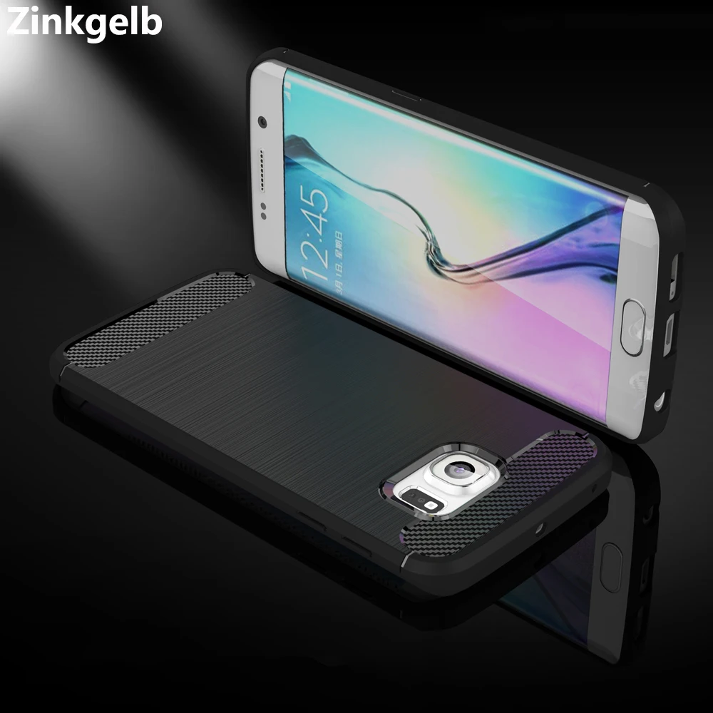 For Samsung Galaxy S6 edge Case Cover Luxury Soft TPU Silicon Carbon