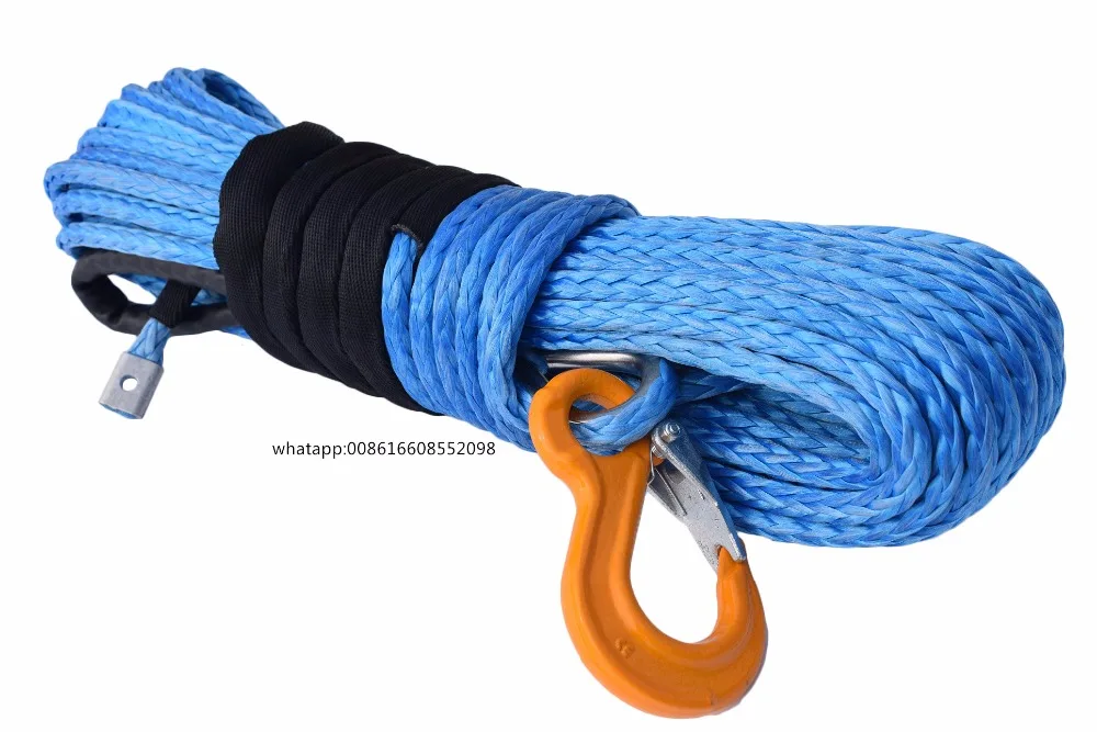 Blue 3/8"*100ft Synthetic Winch Rope,Boat Winch Cable 10mm for Auto