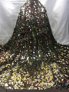 

Sparkly sequins tulle lace fabric high quality lace embroidery goods high grade YG-366 for party long dress