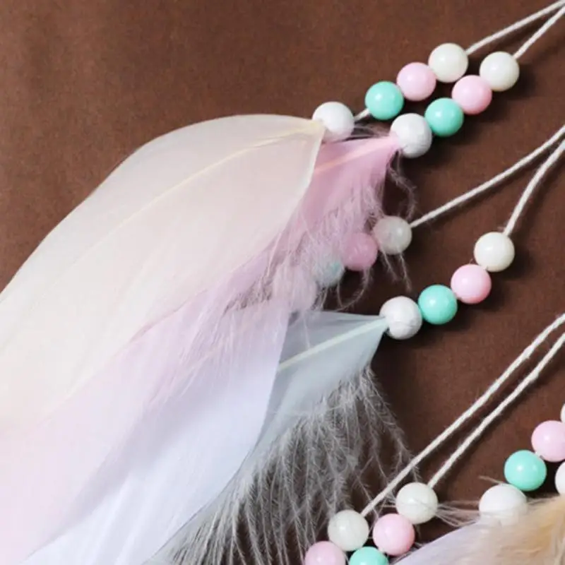 50 см Романтический перья бусы светодиодный свет Dream Catcher Спальня висит кулон Декор
