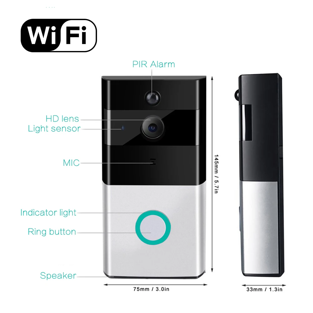 Video Ring Home Doorbell Waterproof APP Remote 720P Motion Detection WiFi Video Camera Door Phone Intercom Video Ring Home Doorbell Waterproof APP Remote 720P Motion Detection WiFi Video Camera Door Phone Intercom