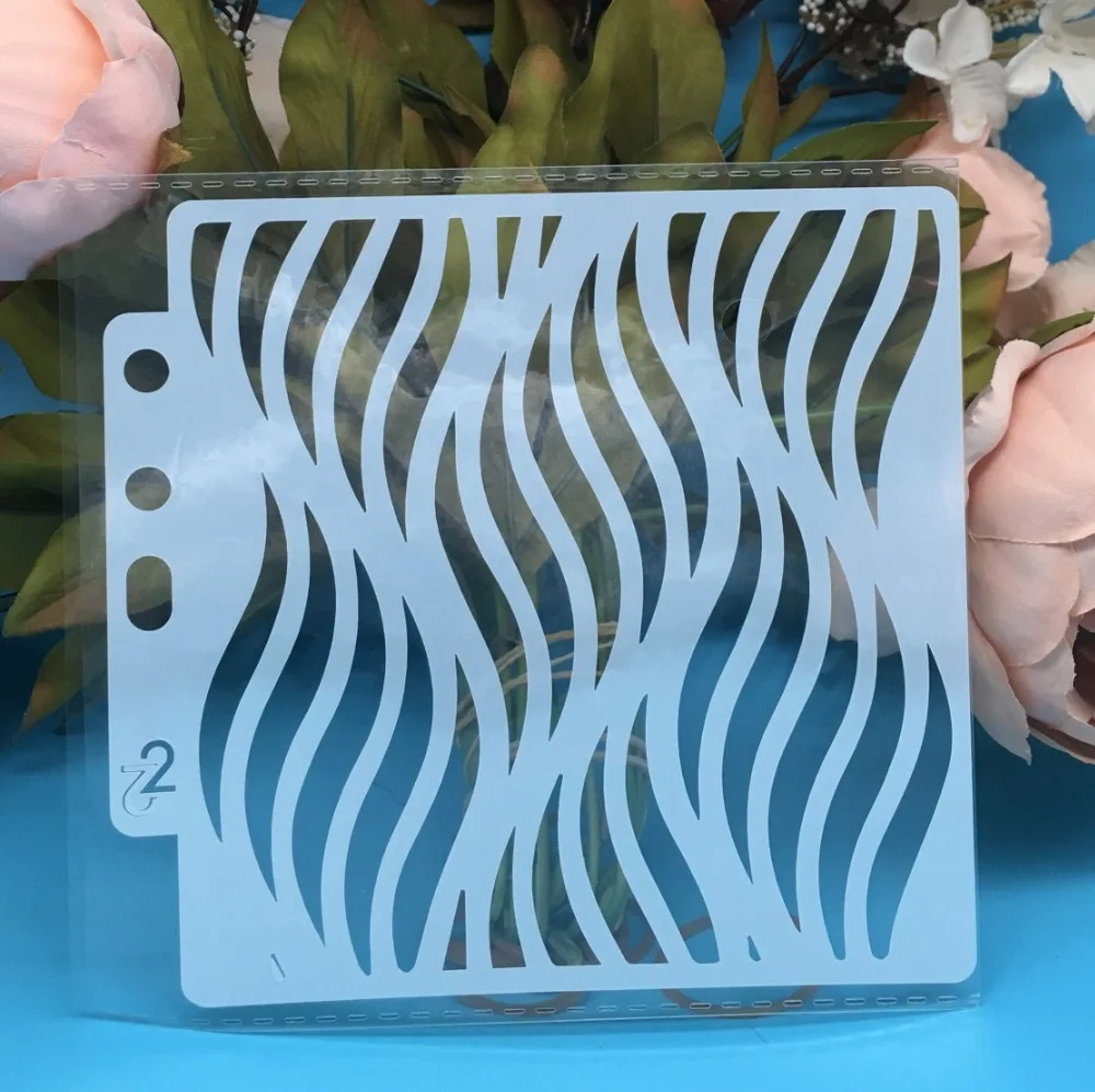 

13cm New Wavy Background DIY Layering Stencils Wall Painting Scrapbook Coloring Embossing Album Decorative Card Template