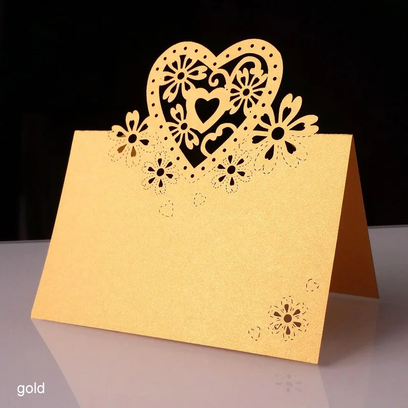 50 шт./компл. свадебное лазерная резка вечерние Свадебный декор посадочные карточки «любящее сердце» выдалбливают бабочка именная табличка 13 Цветов - Цвет: gold