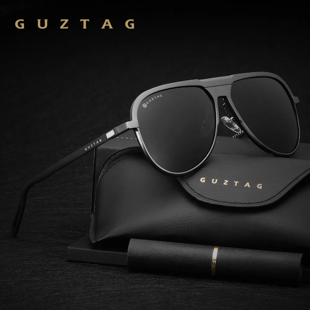 GUZTAG Unisex Clássico Marca Homens Óculos De Sol De Alumínio HD Polarized UV400 espelho Masculinos Mulheres Óculos de Sol Para Homens Óculos de sol G9828
