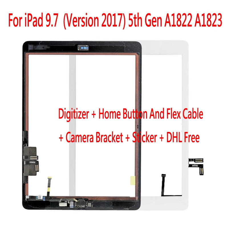 New 10 Pcs Touch Screen for iPad 9.7 Assembly with Home Button For iPad 9.7 (Version 2017) 5th Gen A1822 A1823 Replacement