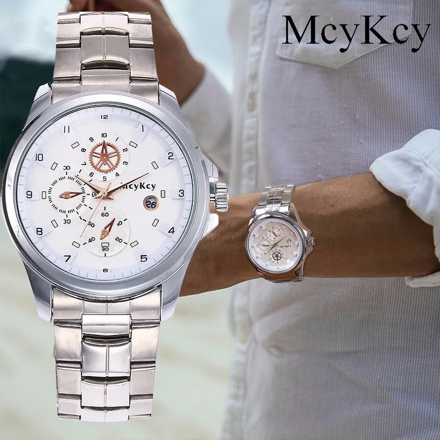 

McyKcy Brand Men Business Full Steel Waterproof Watches Luxury Fashion Casual Quartz Wristwatches Gift Clock Relogio Masculino