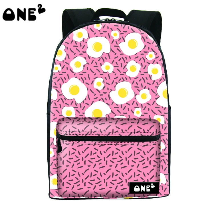 2016 ONE2 Egg Design Sublimation Printing Backpack For U Kids School