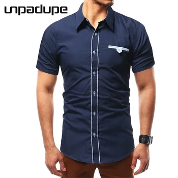 

Unpadupe 2018 Men Shirt Personality Threshold Dress Shirt Short Sleeve Slim Fit Camisa Masculina Casual Male Hawaiian Shirts 4XL