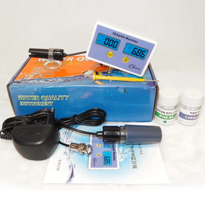 

aquarium electronic TDS & PH monitor water quality instrument water meter with correcting liquid scientific fish farming