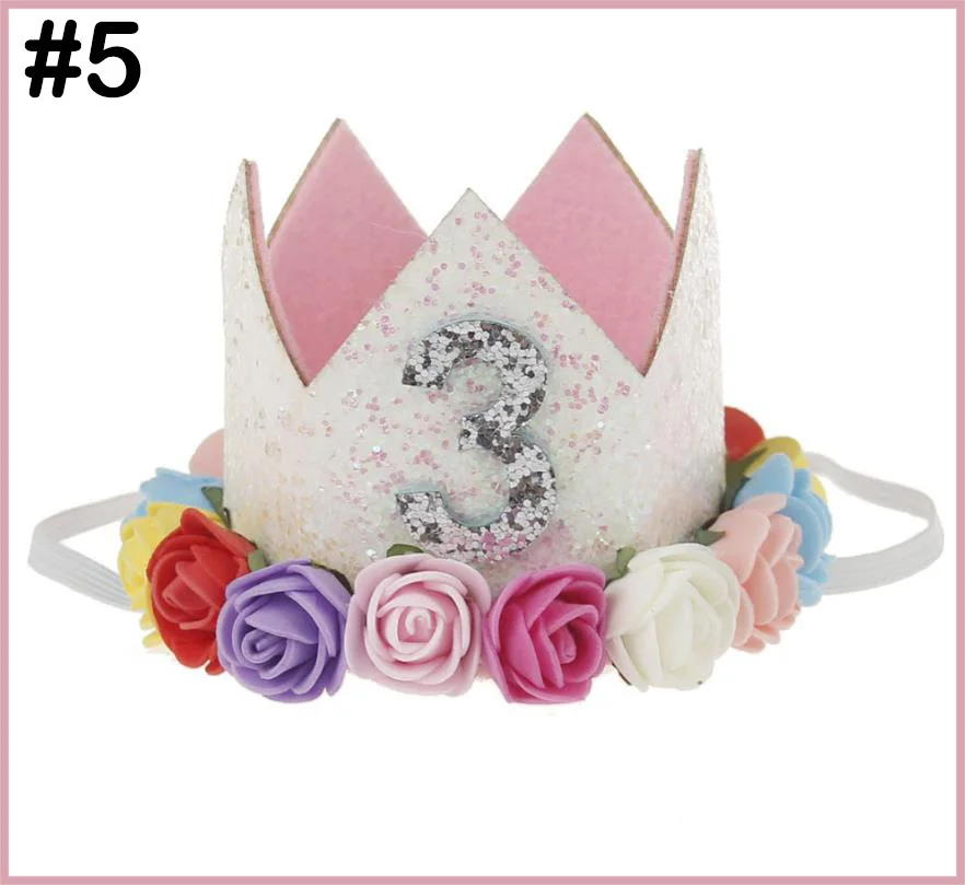 

free shipping 12pcs Boy One 1 2 3 4 5 6 7 8 9 Years Old Birthday Hat Crown Headbands Birthday Party Decoration Hair