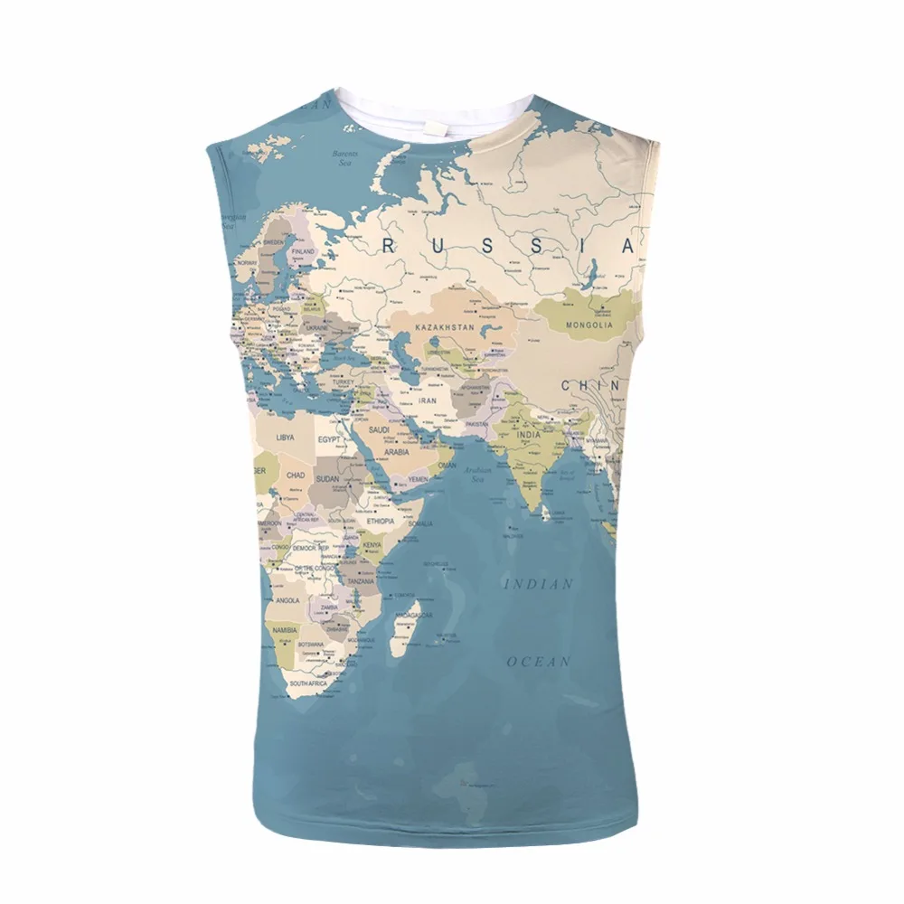 

FORUDESIGNS Shirt Tank Fitness Top 3D Map Design Print t Men Sleeveless Tee Bodybuilding Stringer Male Streetwear Crew Neck XXL
