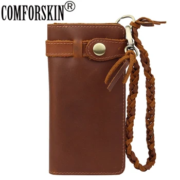 

COMFORSKIN Retro Crazy Horse Leather Men Organizer Wallets Premium Cowhide Long Vintage High-Capacity Clutch Purses for Men 2018