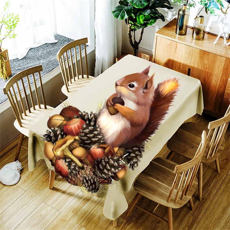 

3d Squirrel Tablecloth Creative Animal Zebra Pattern for Children Polyester Comfortable Waterproof Table Cloth Cover for Home