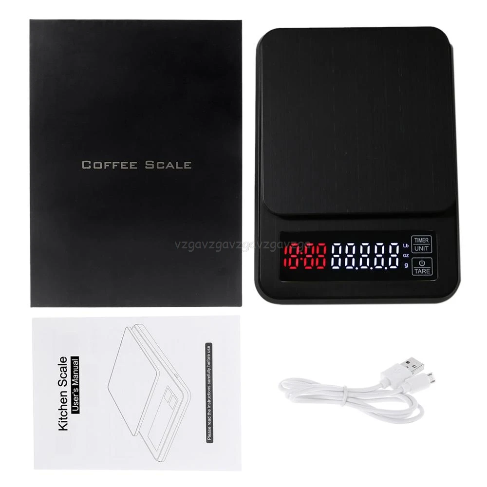

5kg/0.1g Digital Drip Coffee Scale Timer Measuring Tool Weighing Food Scales Electronic scale Je21 19 Dropship