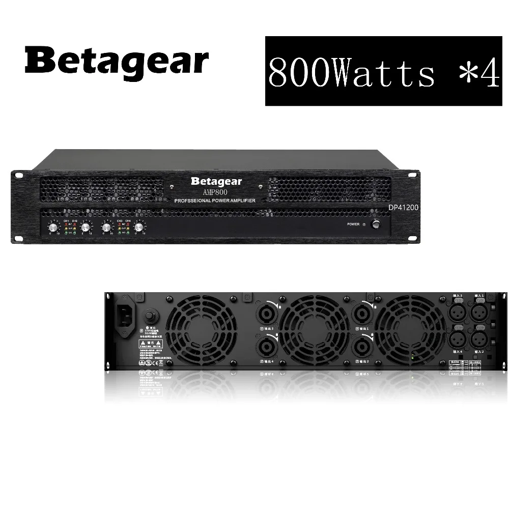 4 канальный усилитель мощности Betagear 800 Вт * мощный профессиональная сценическая
